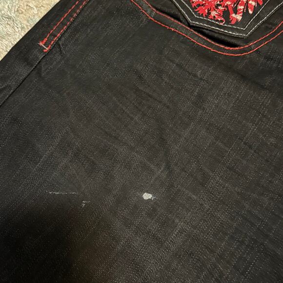 Attitude Gold Baggy Wide Leg Eagle Embroidered Jeans Size 48x33 Y2K - Picture 10 of 10